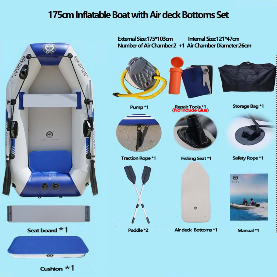 Inflatable Kayak 3 Person - PVC Schlauchboot 3-Schicht Aufblasbare Angelboote Laminierte