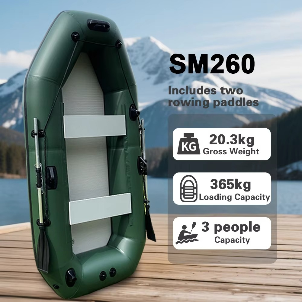 Inflatable Kayak 3 Person - 3-Personen-Rauerkajak 260 cm aufblasbares Fischerboot, lebensrettende