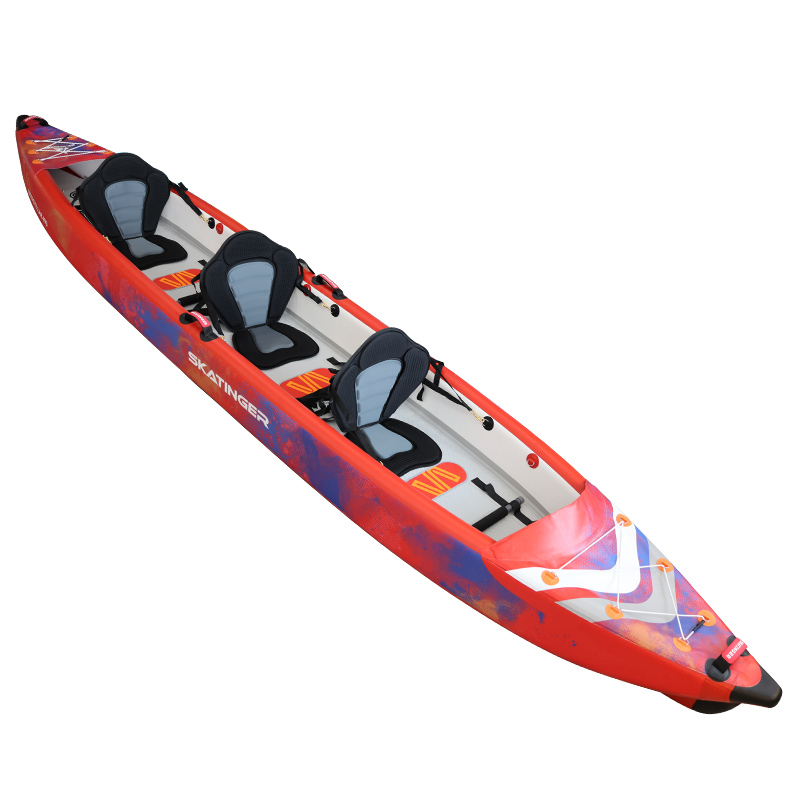 Inflatable Kayak 3 Person - Skatinger Vollständig Drop-Stitch 3-Personen Aufblasbares Kajak