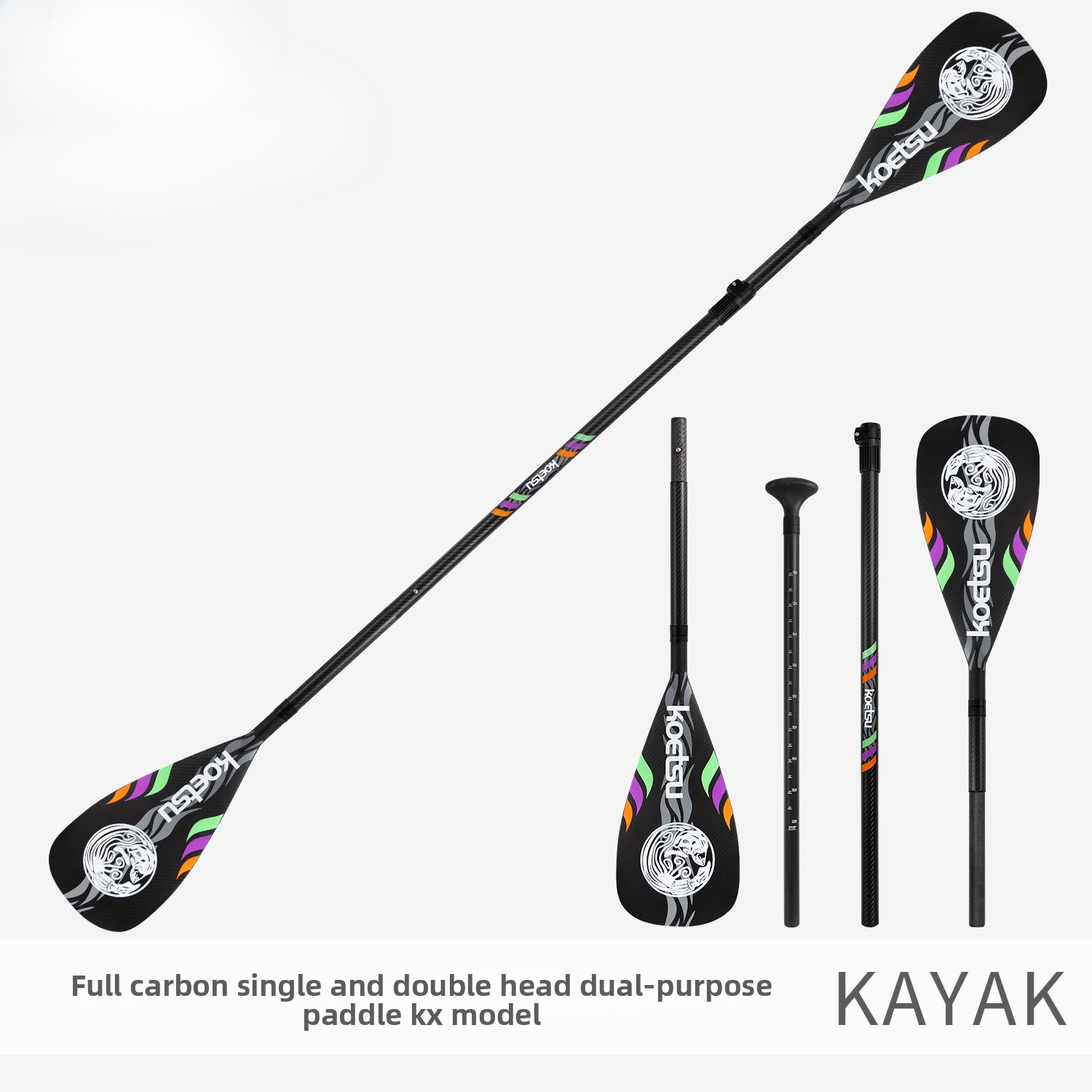 Sup Paddle Carbon Fiber - Einzel- und Doppelkopf Vollcarbon-Paddel SUP-Paddel Surfbrett-Rennpaddel