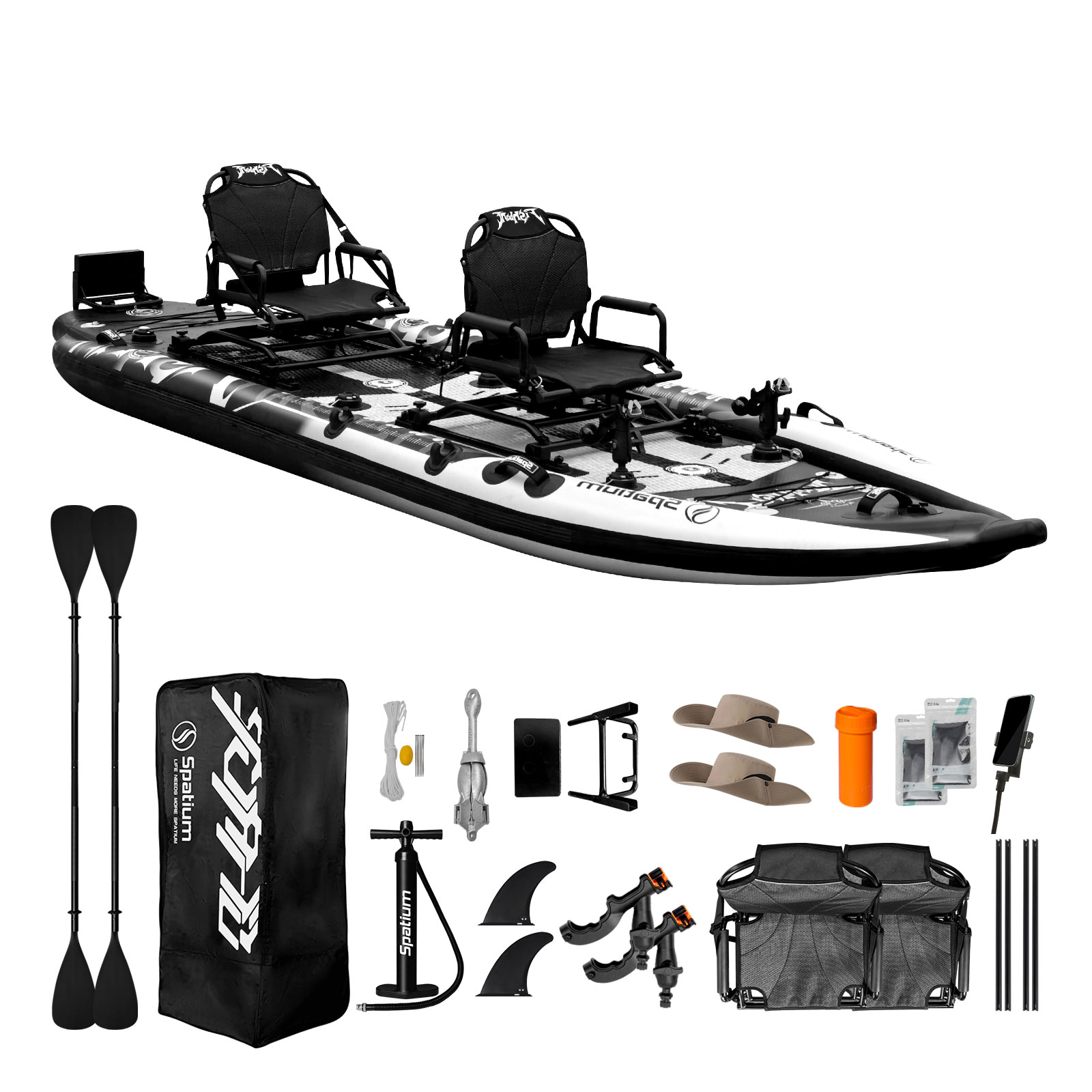 Kayak Inflatable 2 Person - Aufblasbares 2-Personen-Angelpaddelbrett, aufblasbares Wasserfahrrad, Tretboot, Kajak